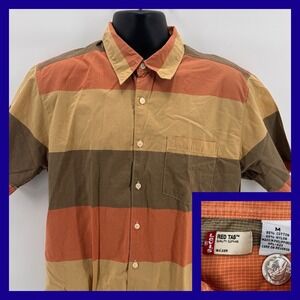 Levi's Red Tab Men's Medium Short Sleeve Button Down Shirt - Striped Earth Tones